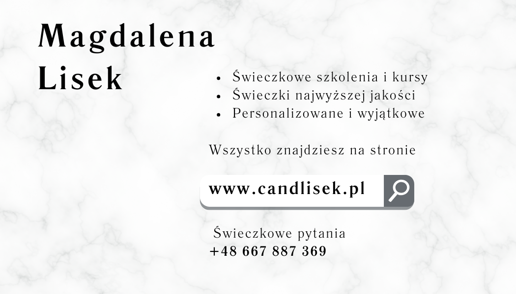 Tył wizytówki Candle