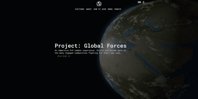 Podgląd strony głównej Project: Global Forces